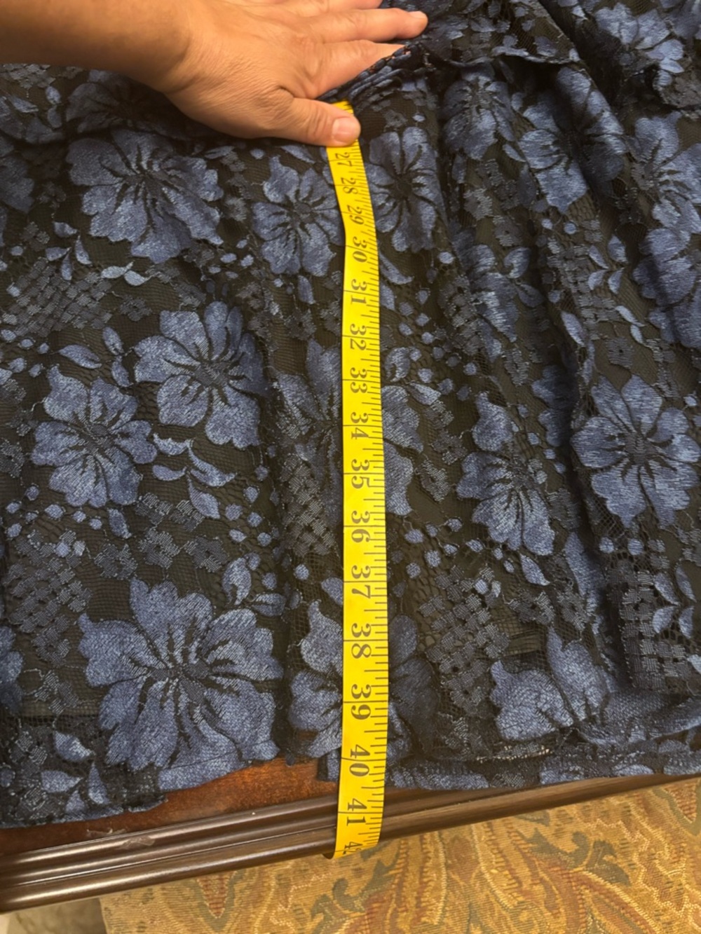 Lulu's Navy & Indigo Floral Lace Tiered V-Neck Maxi Dress - Picture 4 of 7